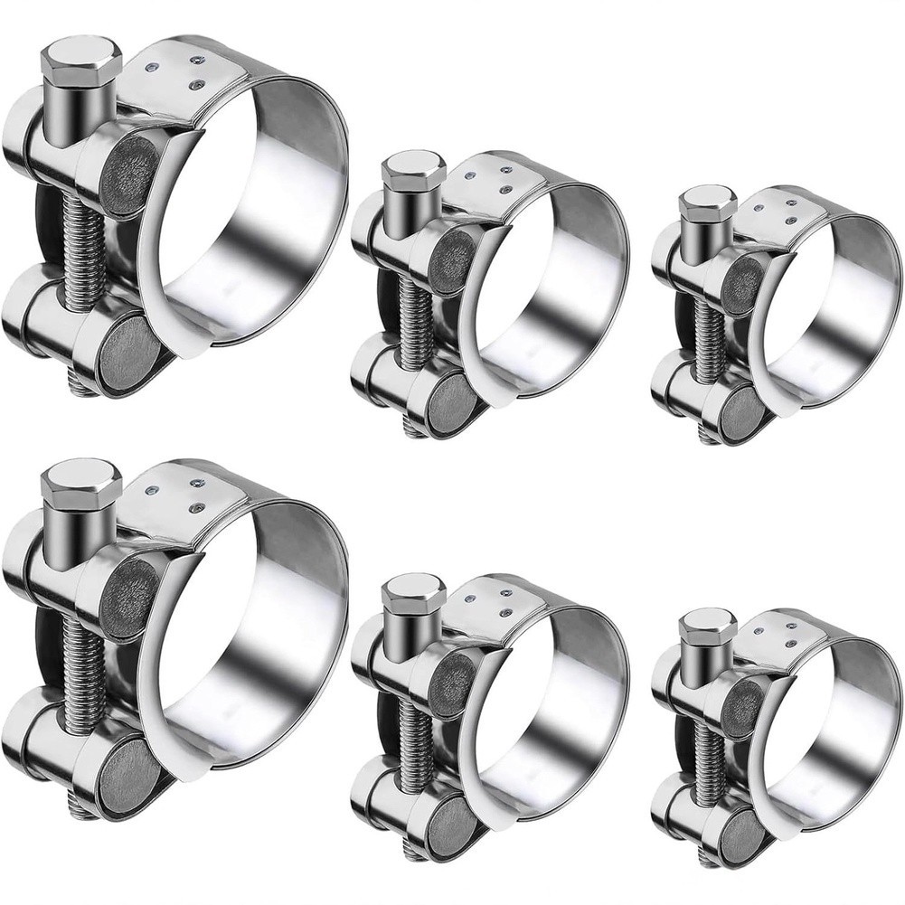 6pcs Hose Clamp Set Stainless Steel 20mm 23mm 36mm for Pipe Connections