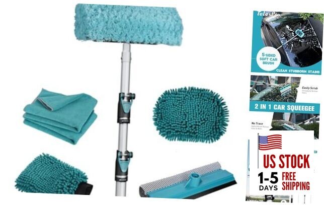 12FT Car Wash Brush with Long Handle, Car Cleaning Kit with Soft Wash Brush,