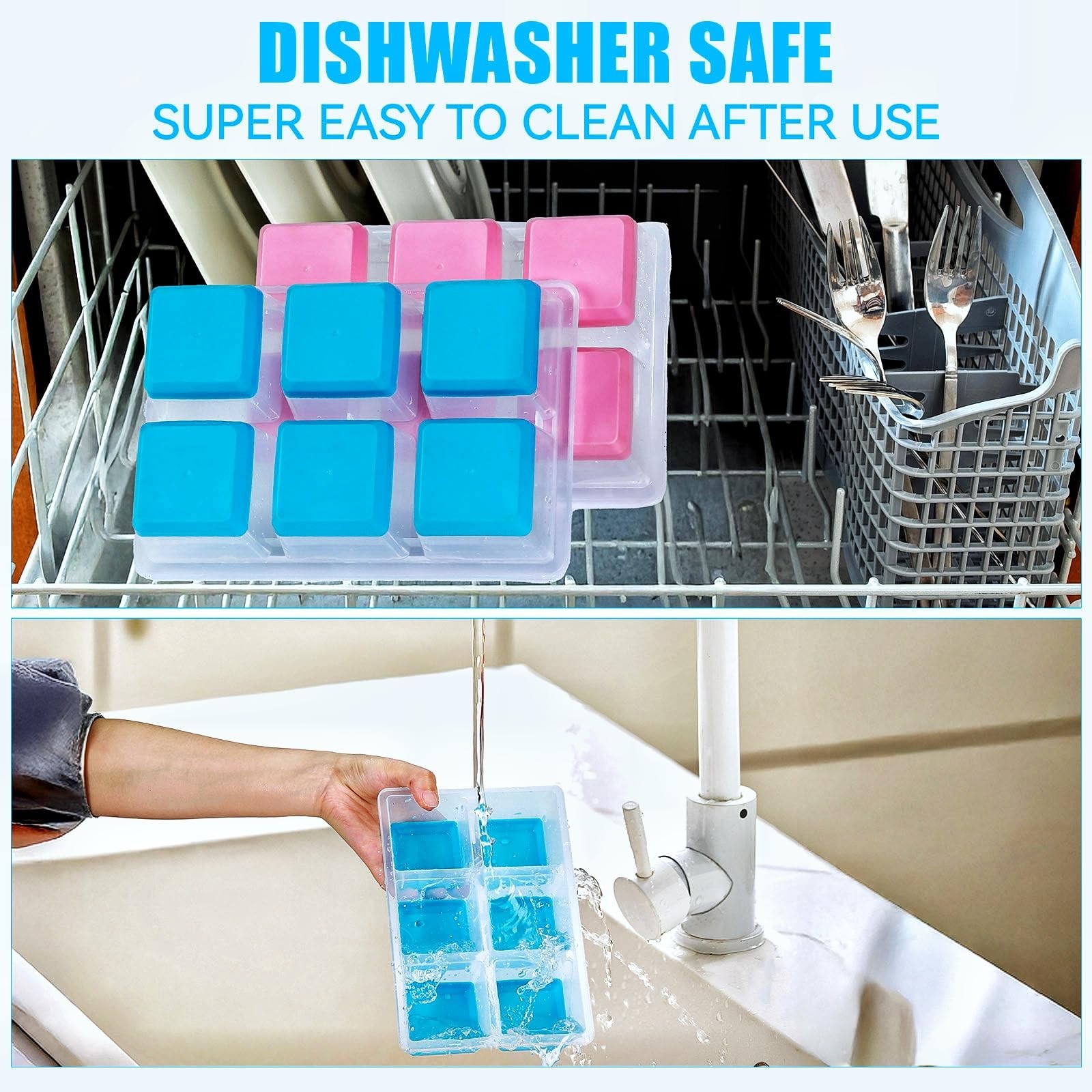 Silicone Ice Trays with Lids for Freezer, 2 Pack