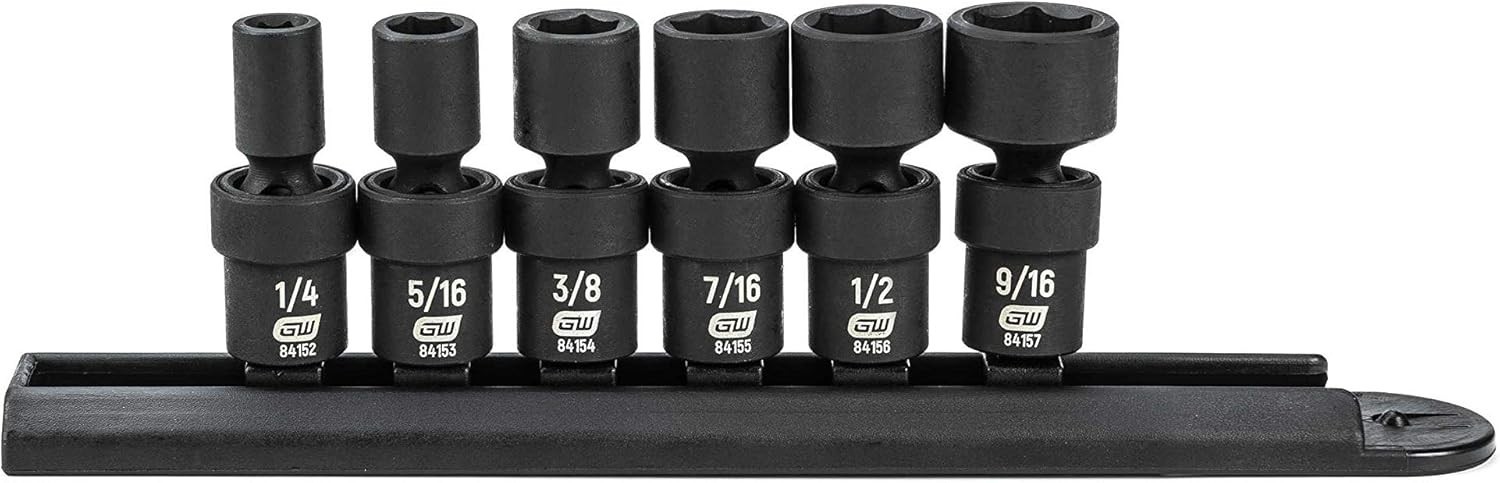 6 Pc. 1/4" Drive 6 Pt. Standard Universal Impact Socket Set SAE 84904