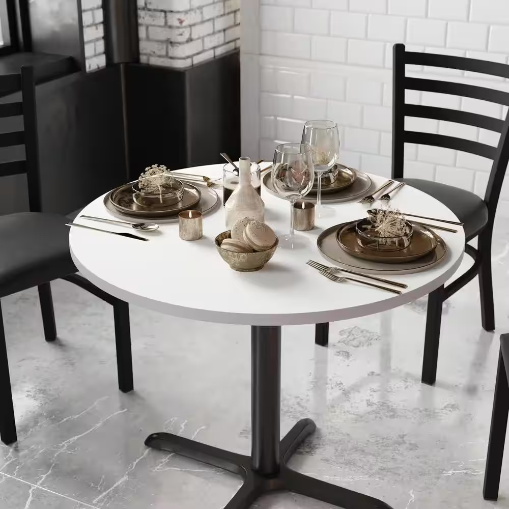 36 In. White/Gray round Table Top Only