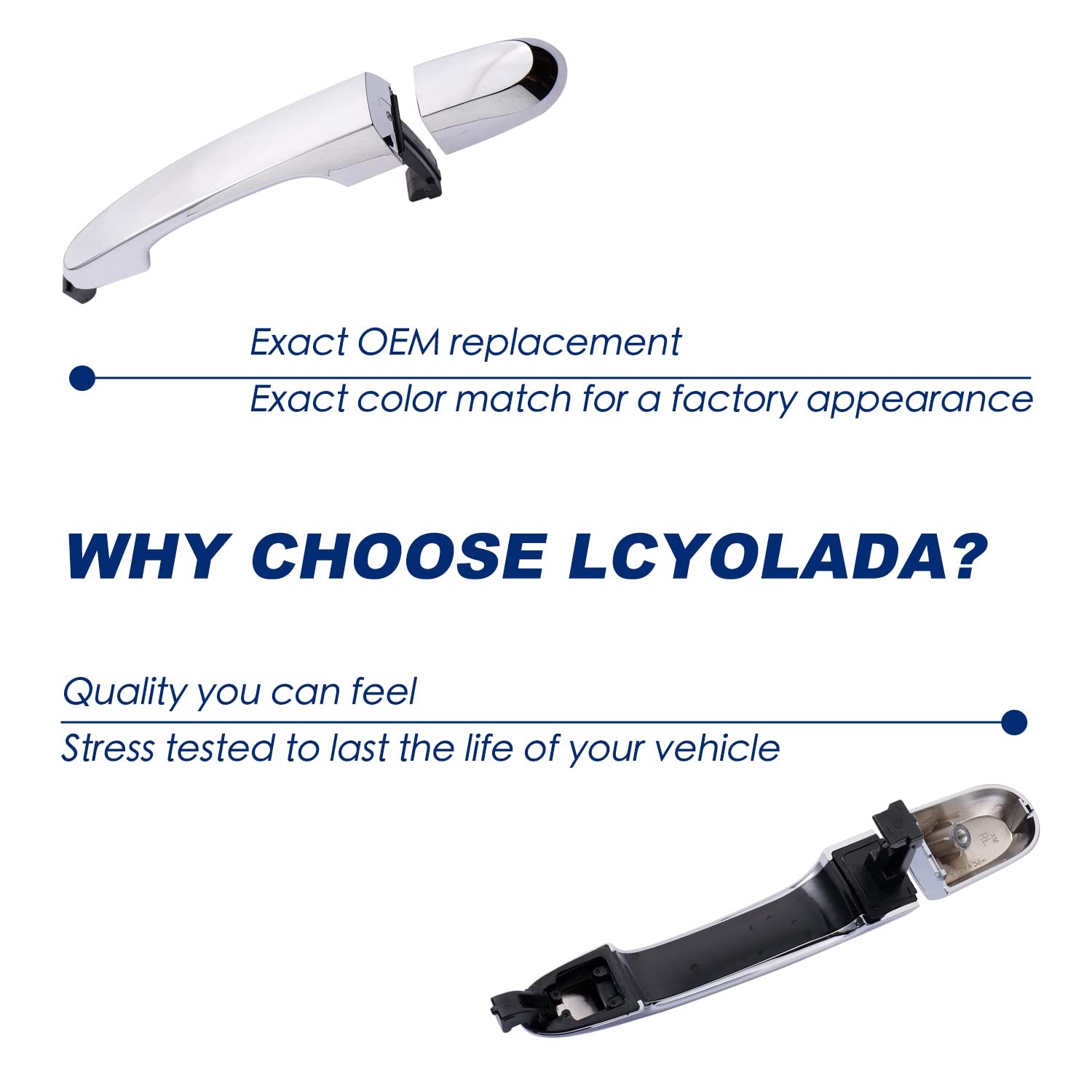Lcyolada Exterior Rear Left Driver Side Chrome Drive Side,