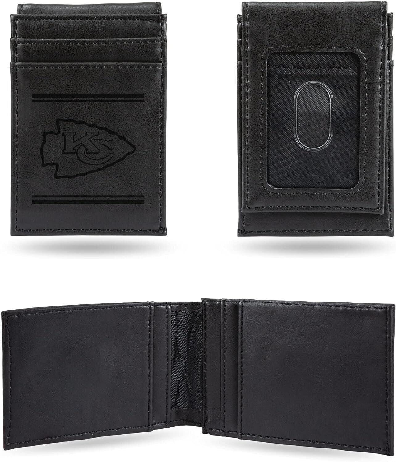 Kansas City Chiefs Premium Black Leather Wallet, Front Pocket Magnetic Money...