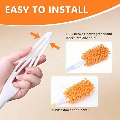 Reusable Duster Refill Compatible with Swiffer Hand Duster, 360 4 Pack (Orange)