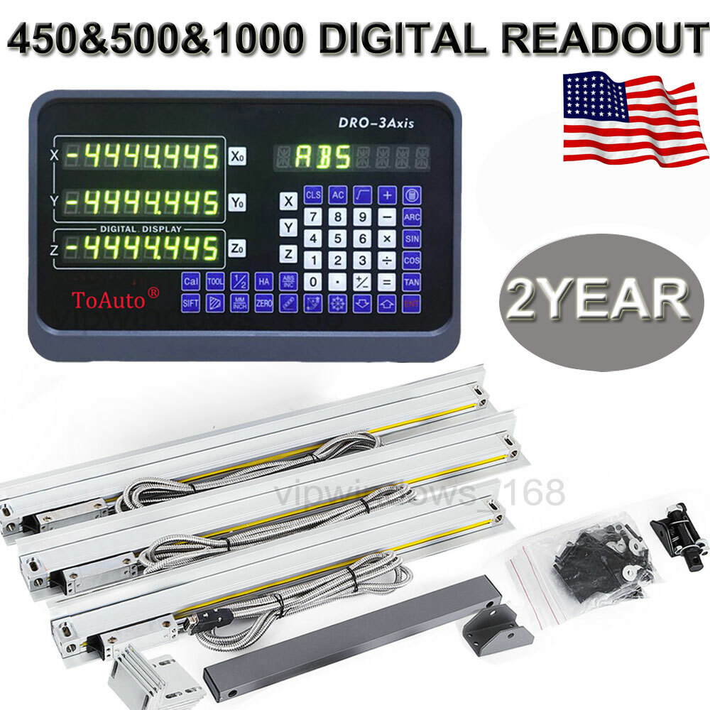 TOAUTO 3Axis Linear Scale 18“&20"&40" 5µm DRO Digital Readout Display CNC Lathe