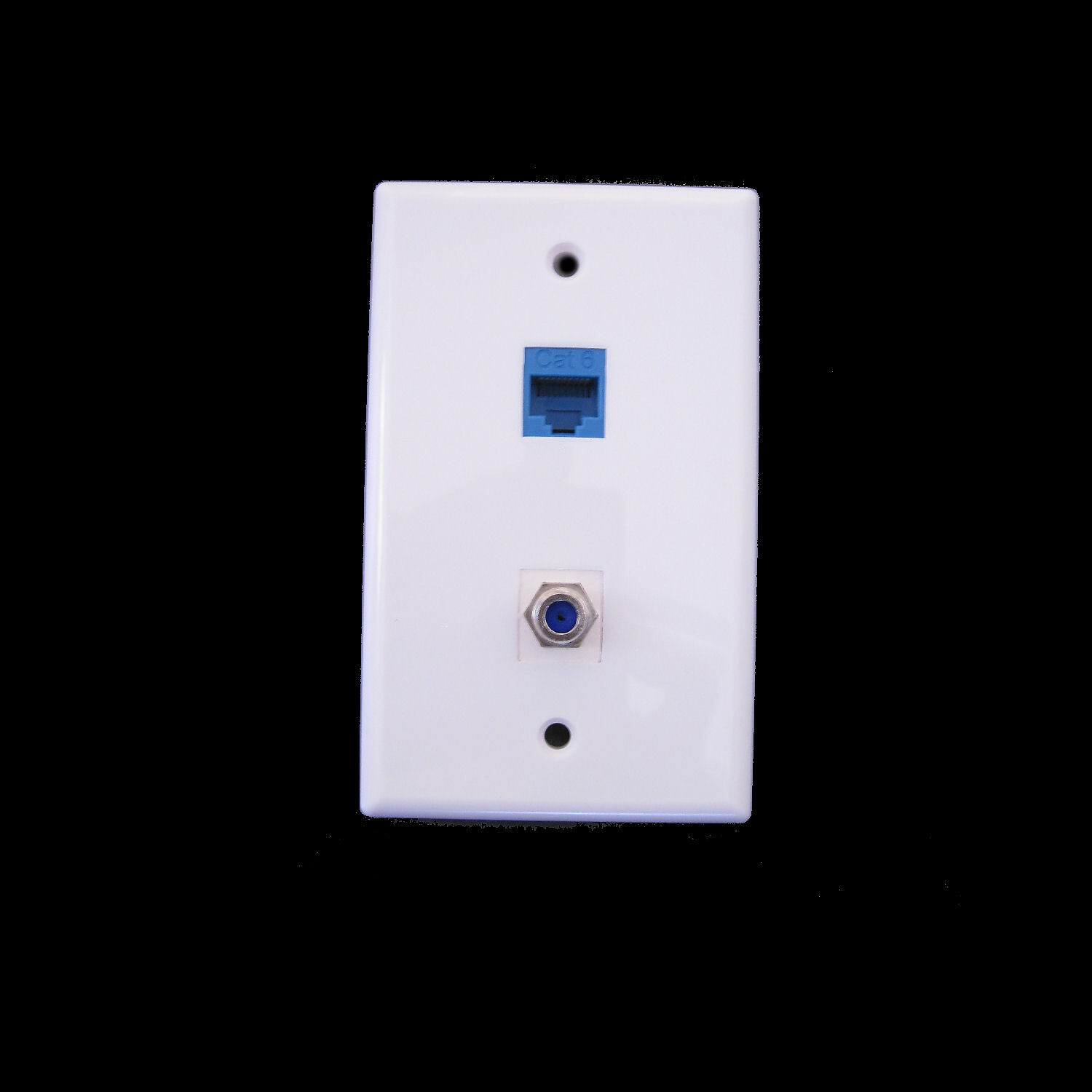 Ethernet Wall Plate CAT6 F type 3G Coax 2-Port Keystone Network Female to Female