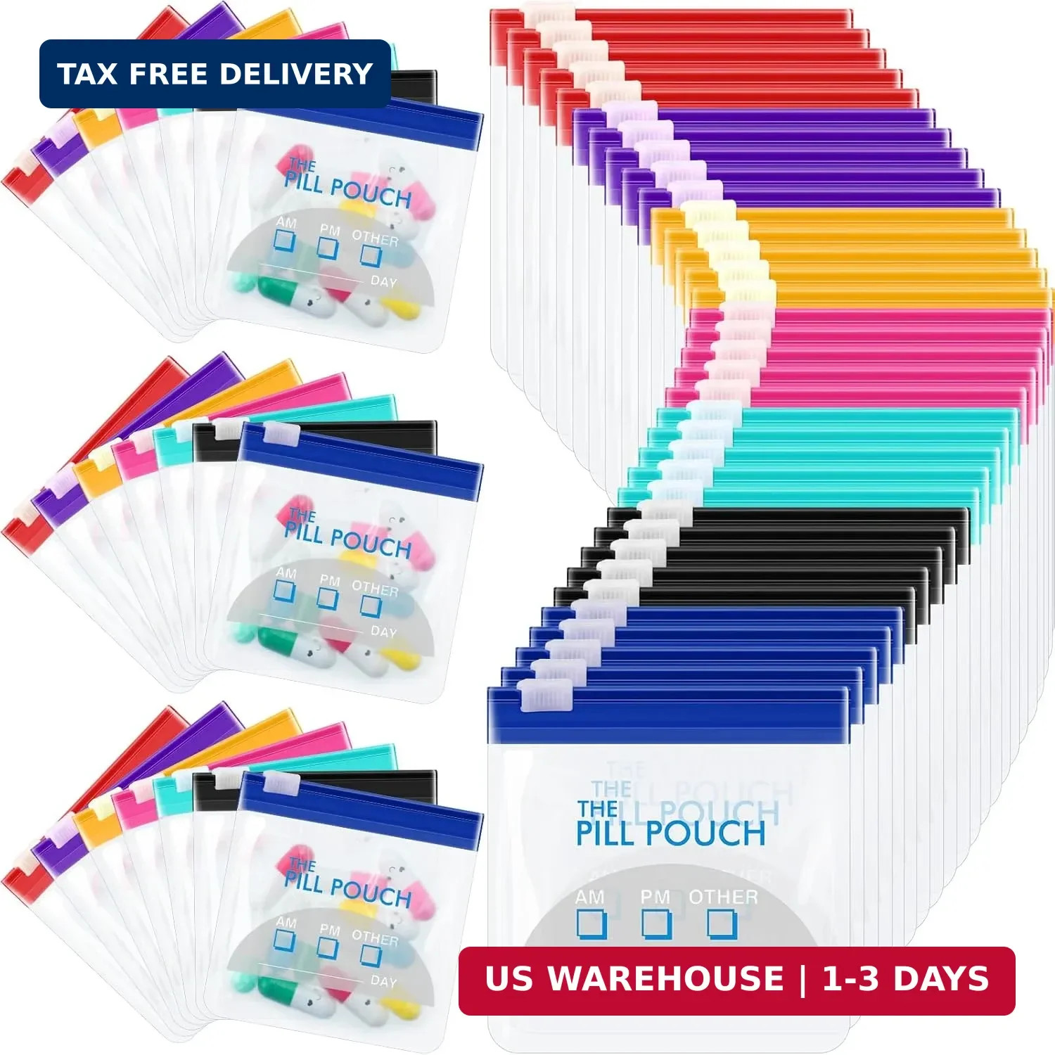Sherr 35 Pcs Pill Pouch Bags Zippered Pill Pouch Set Reusable Translucent Medici