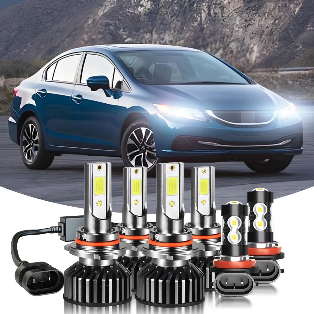 For Honda Civic Sedan 2006-2015 LED Headlight Hi/Low Beam Fog Light Bulbs kit