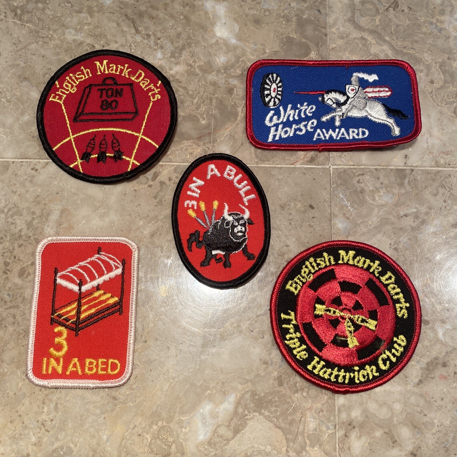 Vintage English Mark Darts iron-on Assorted Patches Unused Lot Of 5