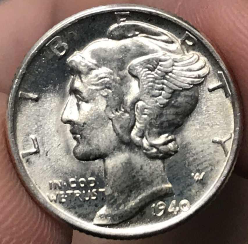 1940 10C Silver Mercury Dime Uncirculated