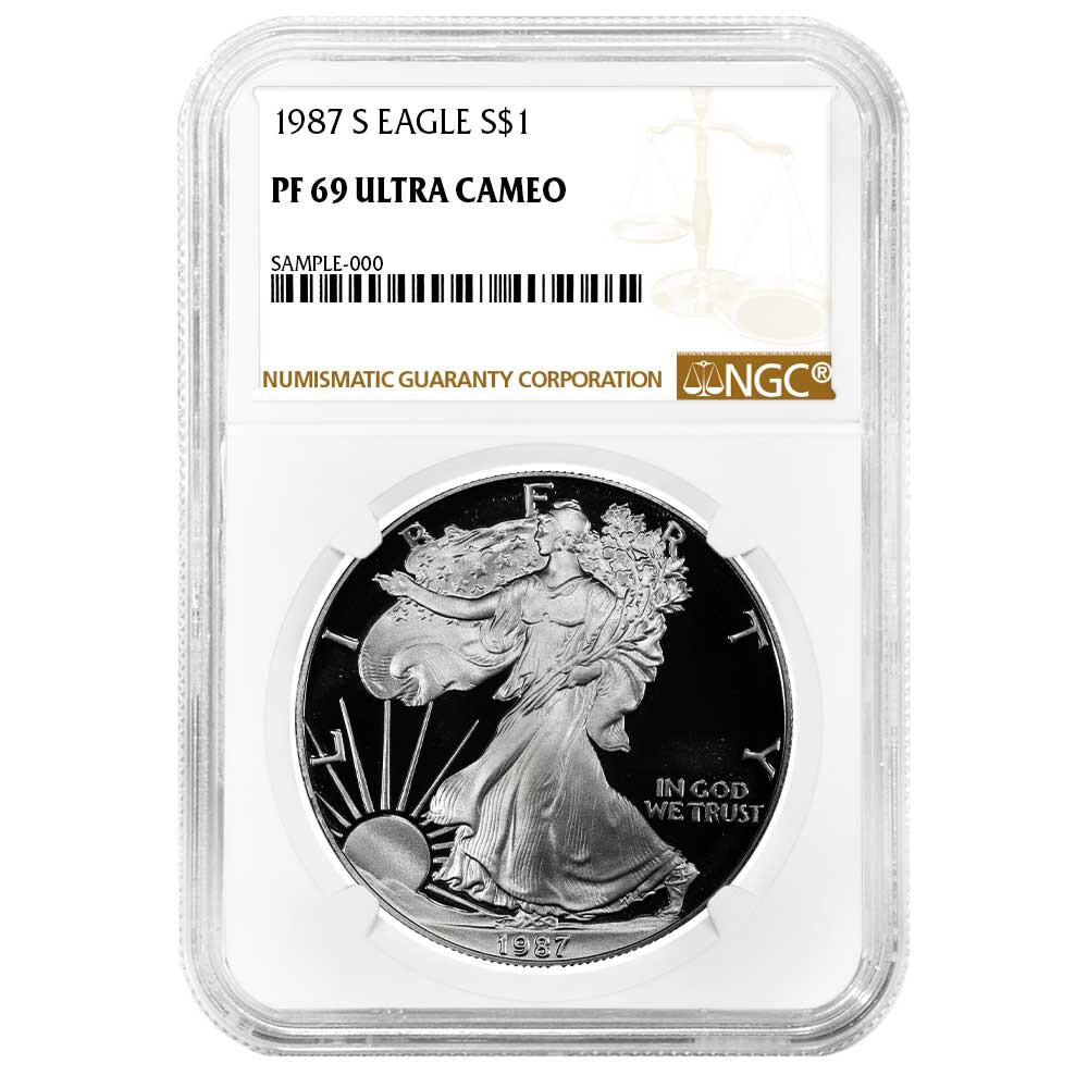 1987-S Proof $1 American Silver Eagle NGC PF69UC Brown Label