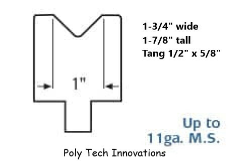 1" x 24" Long, Vee, 90 Degree, Polyurethane Press Brake Die, 75 D Durometer