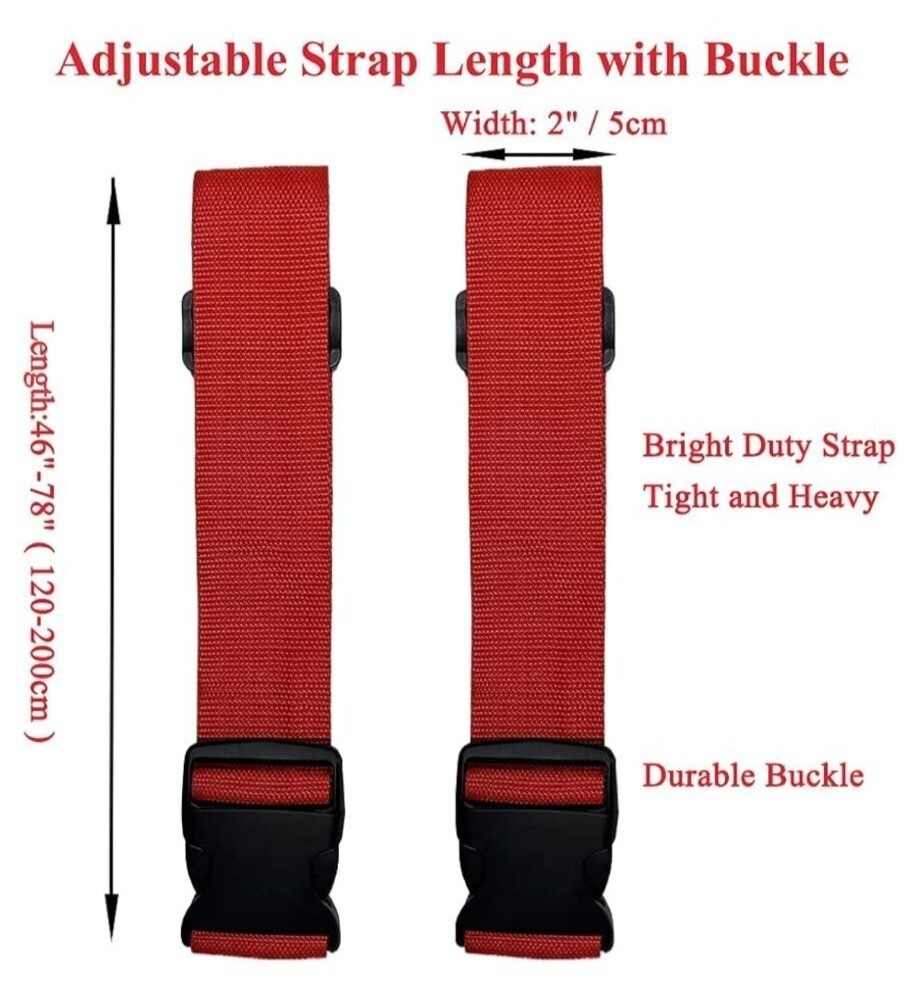 2 Pack Adjustable Luggage Straps 46"-78" With Buckle For 20"-32" Suitcases