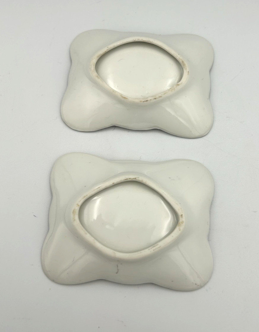 White Gold Accent Leaf Trinket Dishes