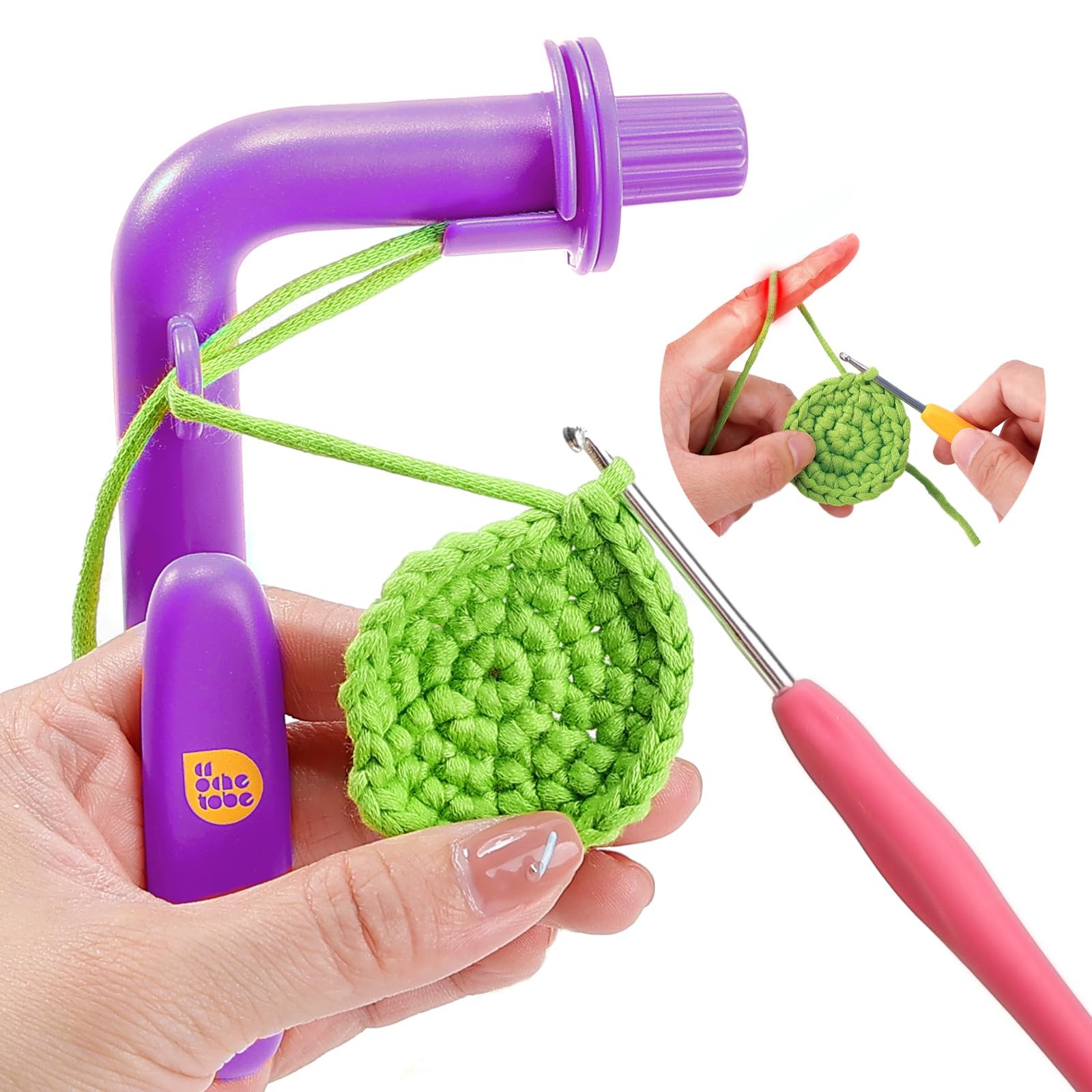 Crochet Holder for Beginners, 3 in 1 Magic Rings Tool to Learn How to Crochet...