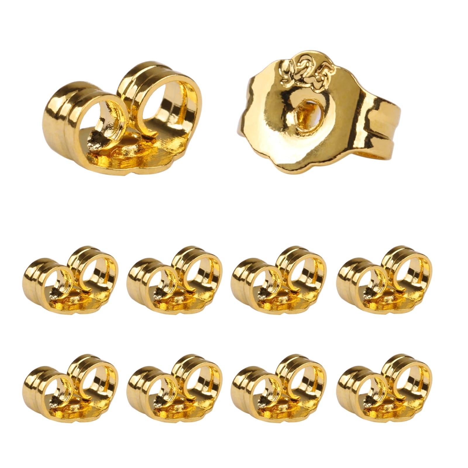 14K Gold Earring Backs Replacements - Hypoallergenic Earring Backs for Studs