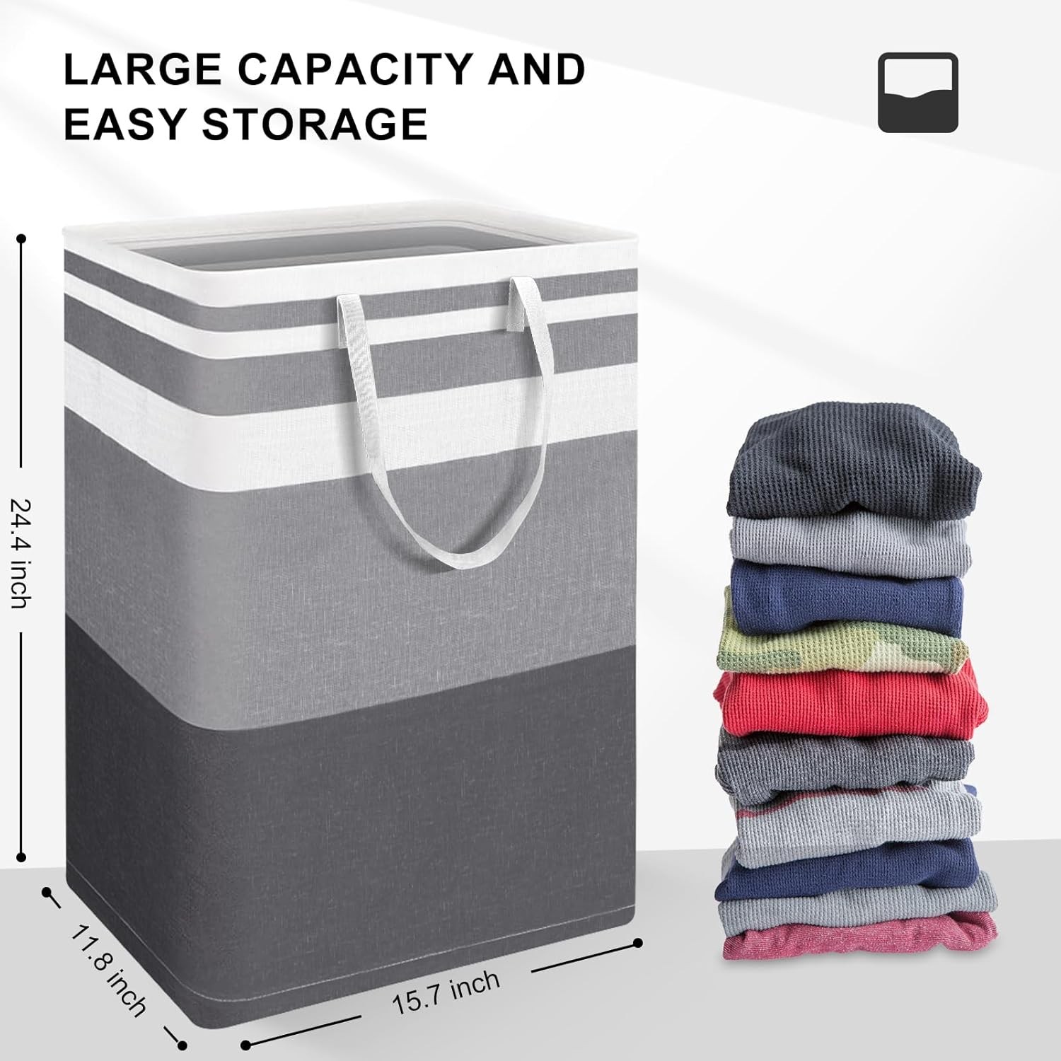 2-Pack Large Laundry Bag, Waterproof,Collapsible Tall Clothes Large, grey