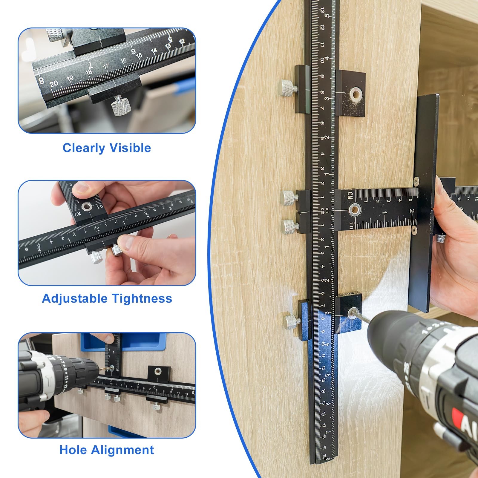 Aluminum Alloy Cabinet Hardware Jig For Handles Pulls Knobs Template Tool