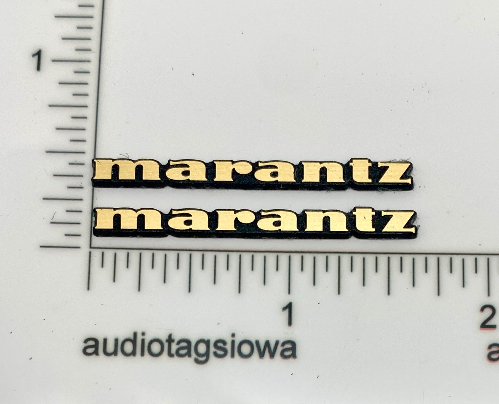 Marantz Custom Made Gold Incised Speaker Badge Logo Emblems Pair SMALL VERSION