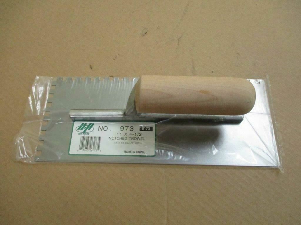 Nu-Pride 973 Notched Trowel 11" x 4-1/2" Notched 1/4" x 1/4" New T947