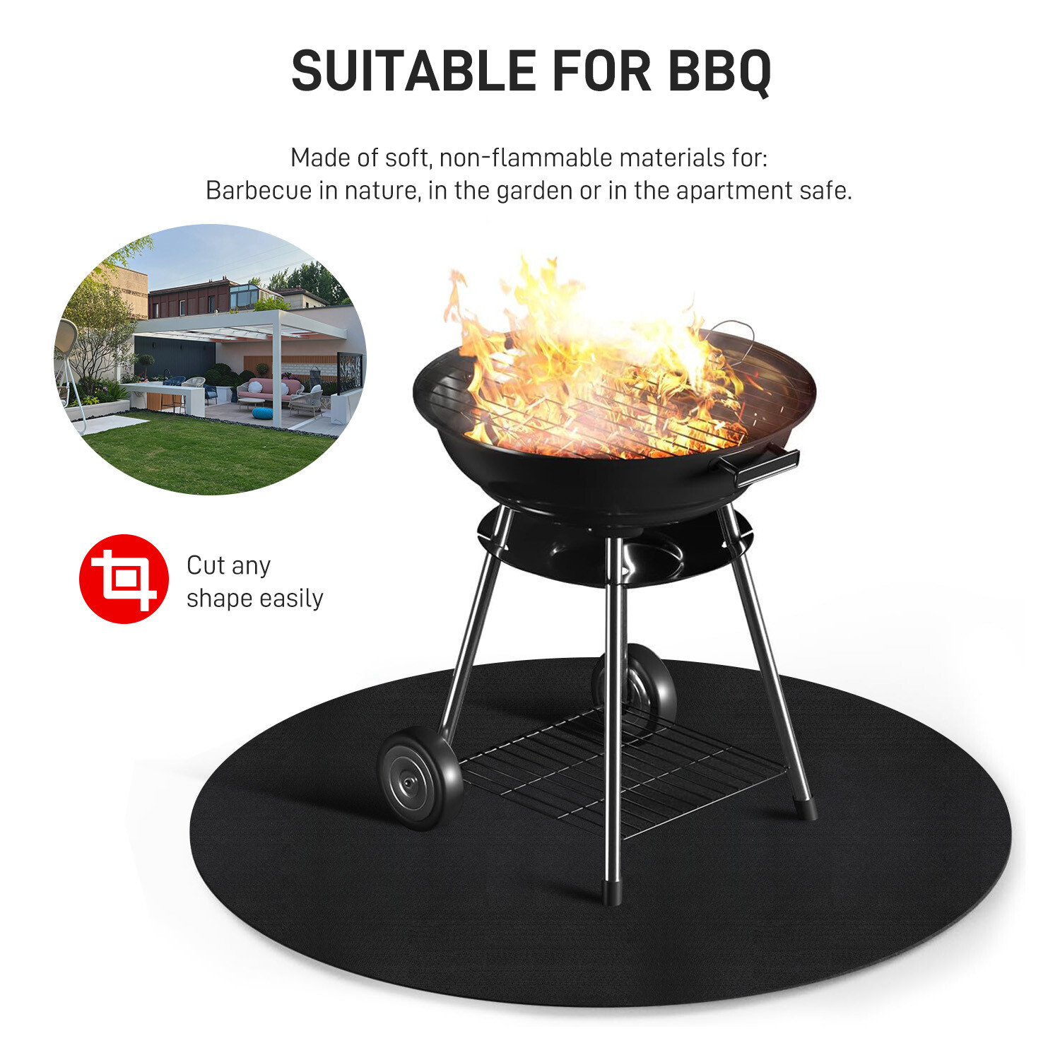 40"x40" Fireplace Floor Protection Rug BBQ Floor Protective Mat Fireproof Pad