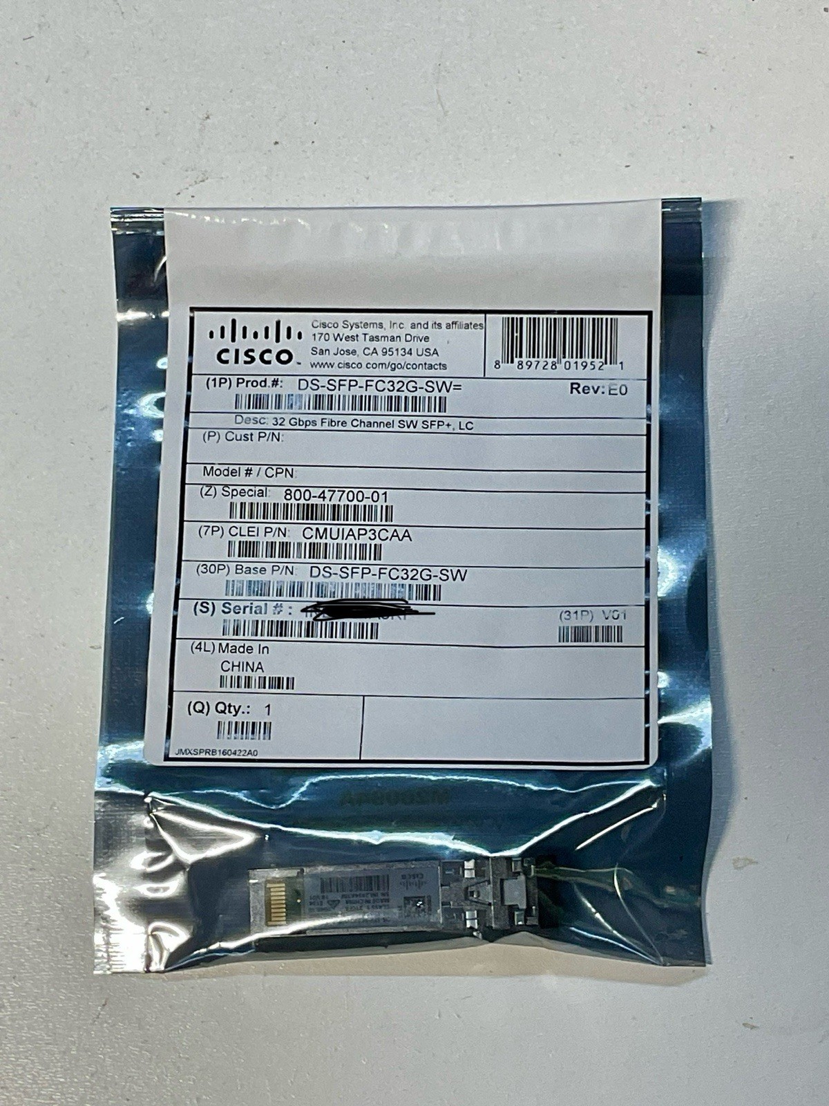 NEW DS-SFP-FC32G-SW Original Hologram CISCO 32Gbps Fibre Channel SW SFP+ LC 32GB