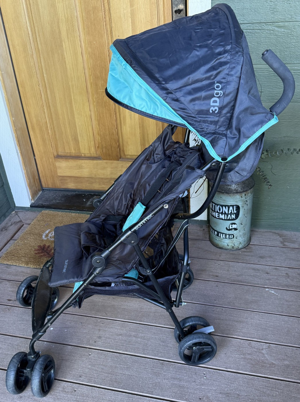 Summer Infant 3DGo Convenience Stroller, Black/Teal - Lightweight Stroller