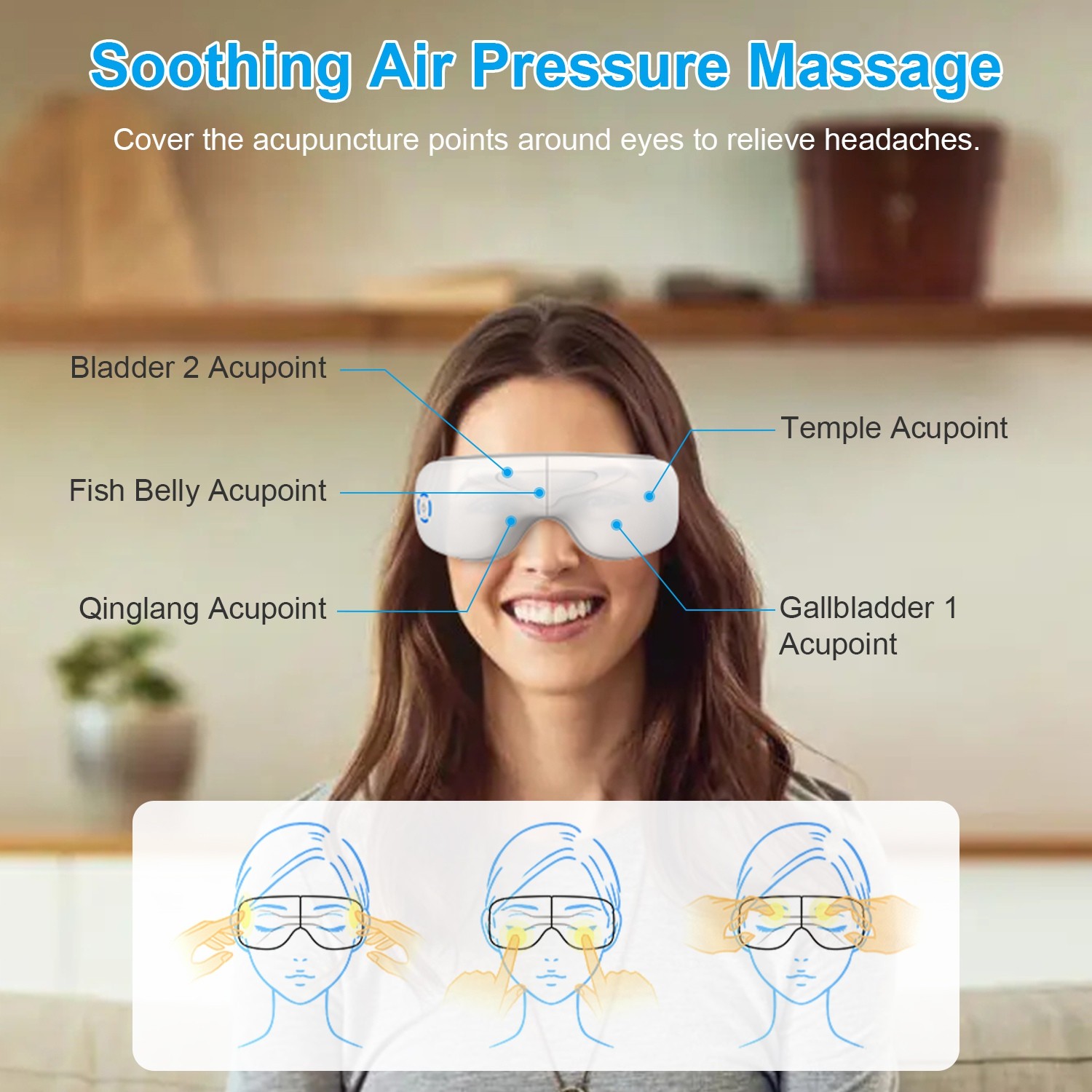 Eye Massager With Heat Music Air Pressure Vibration Massage Rechargeable