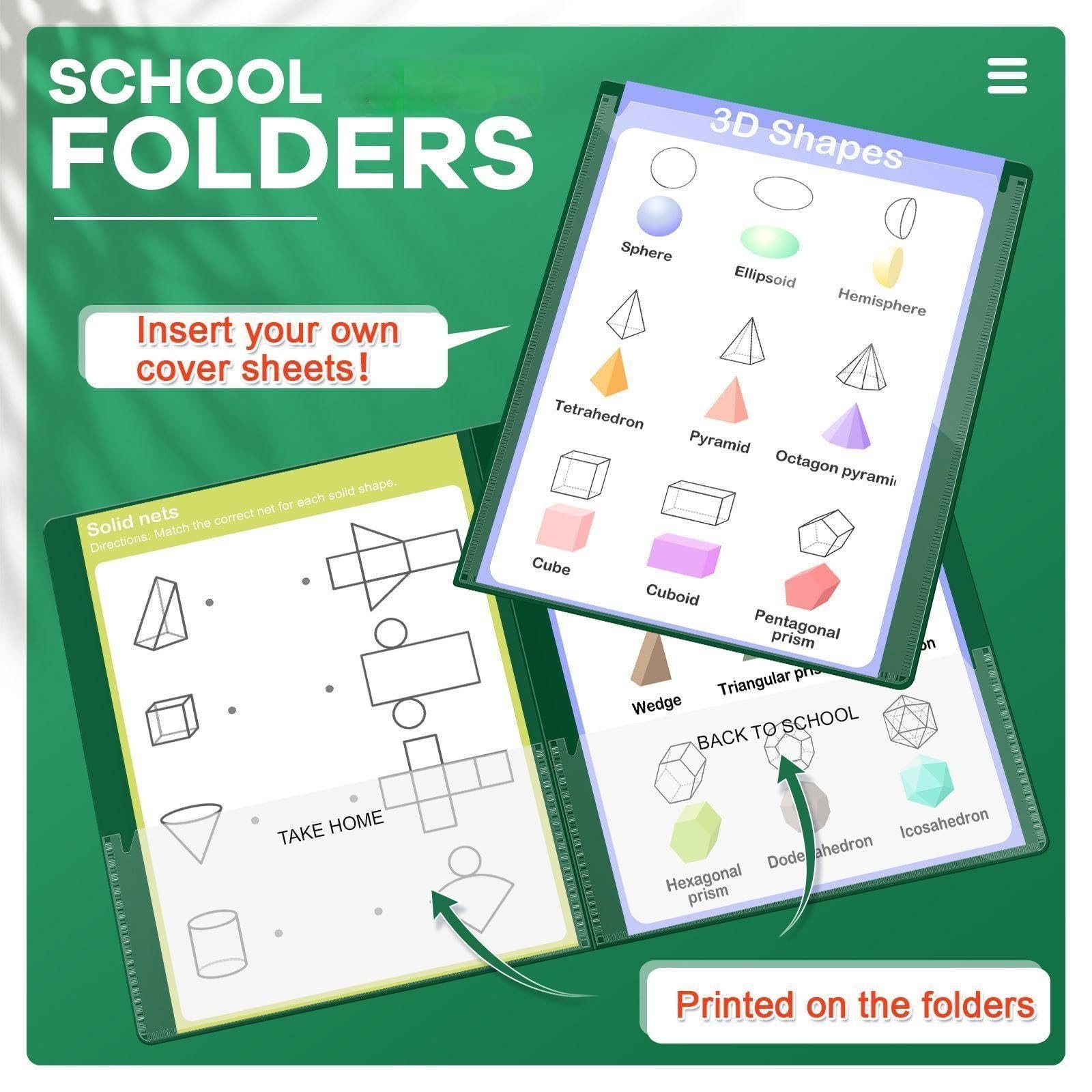 Henoyso 72 Pcs Plastic 2 Pockets Folders - Dark Green
