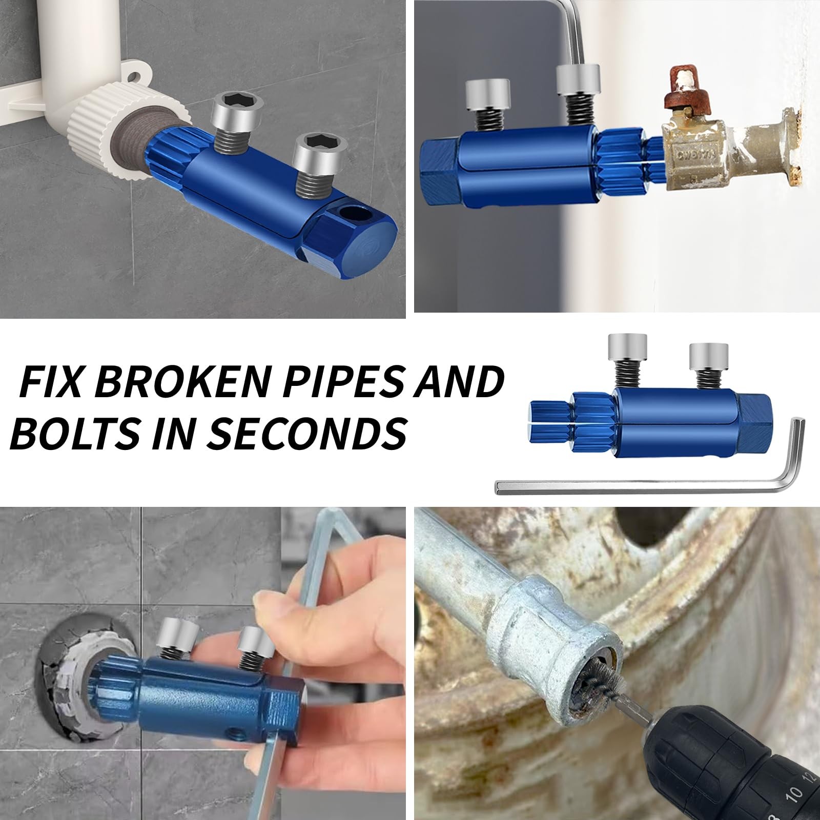 2PCS Broken Pipe Extractor Tool, Stripped Screw Extractor, Faucet Blue