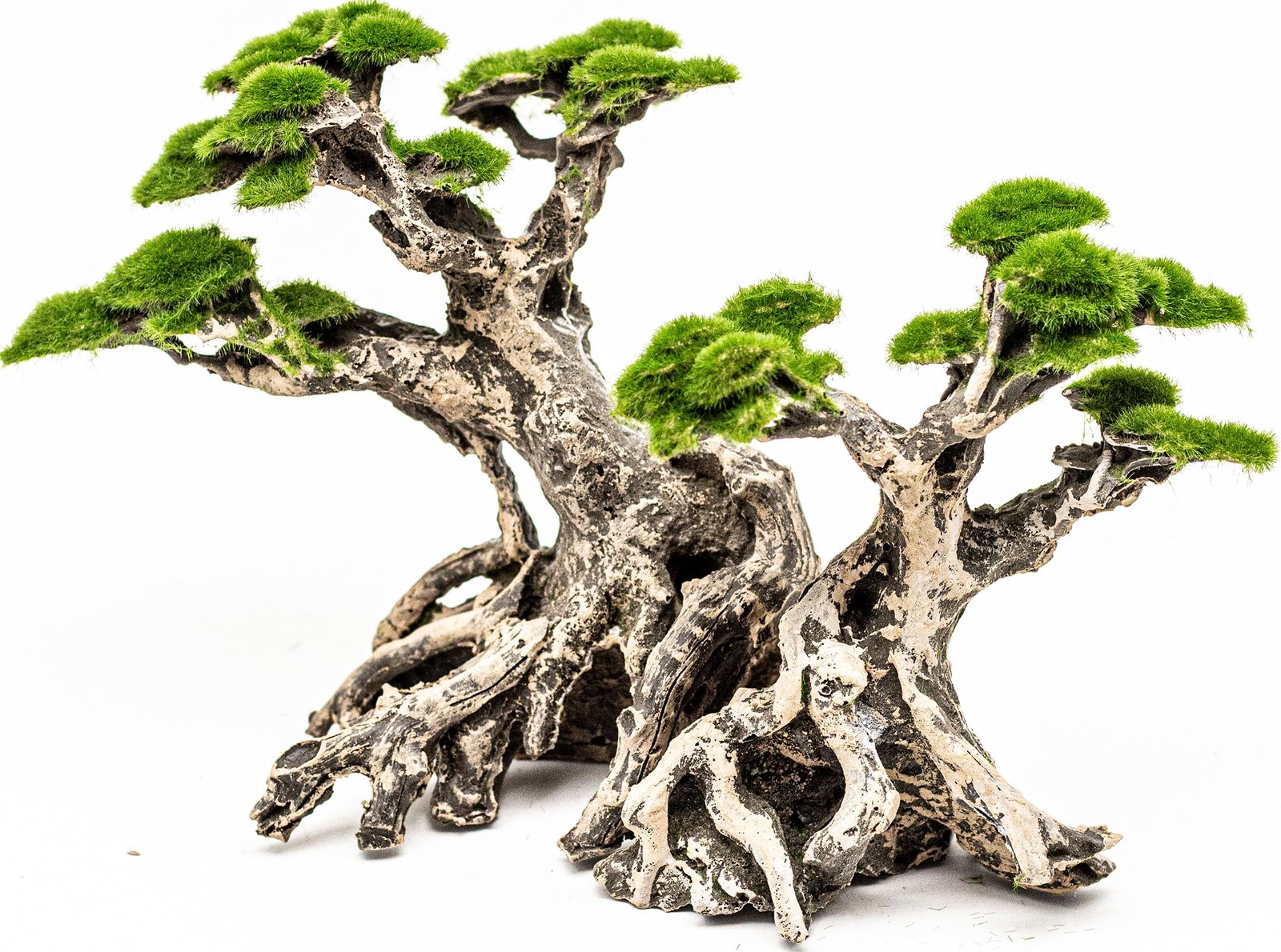Fish Tank Decor- Bonsai Trees with Faux Moss- Aquarium Rocks Aquascaping- Mad...