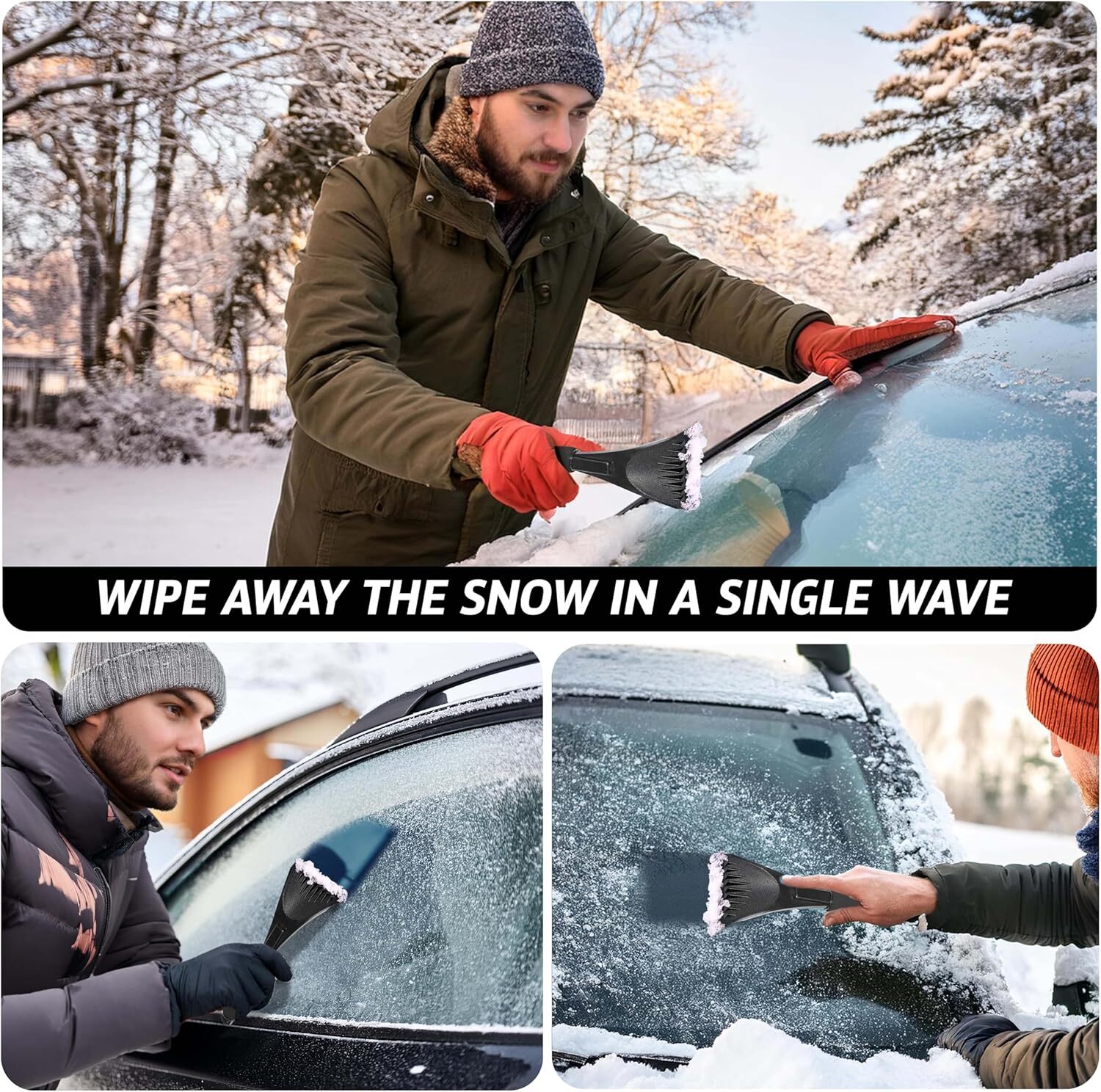 2x Car Windshield Ice Scraper with Foam Handle No Scratch Frost Scraper Universa