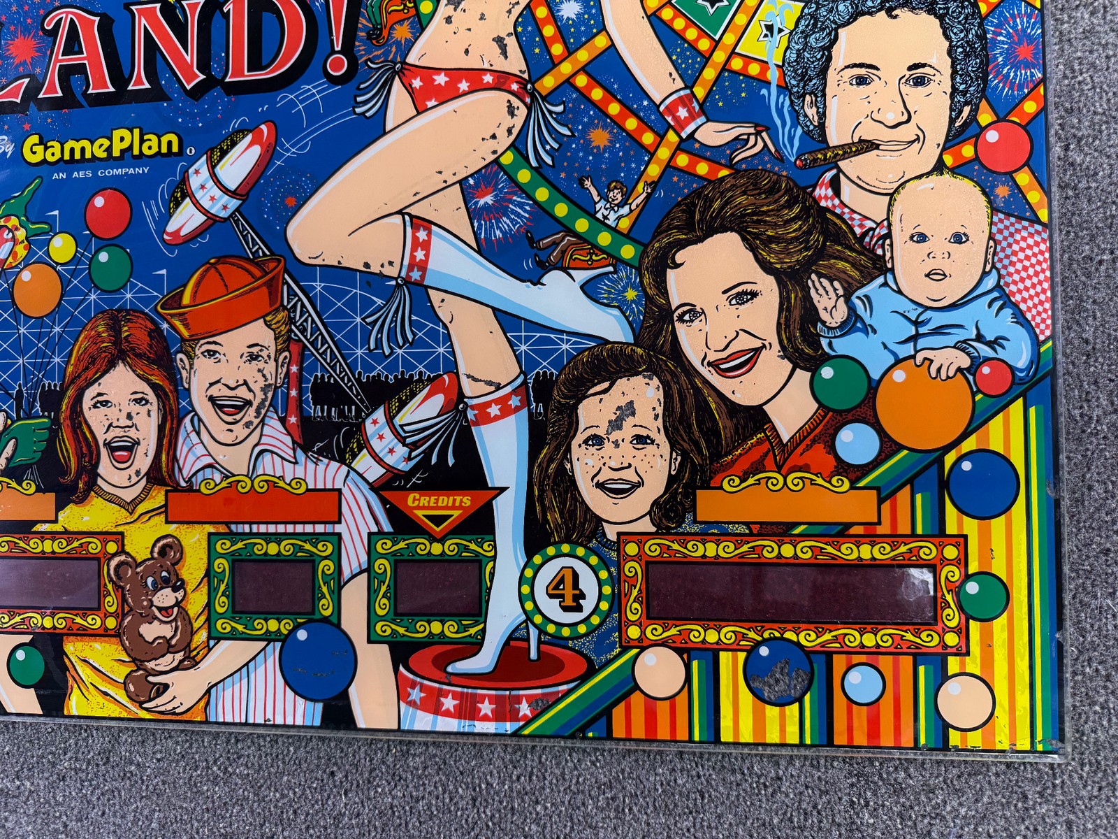 Game Plan Old Coney Island! Pinball Machine Game Backglass ORIGINAL