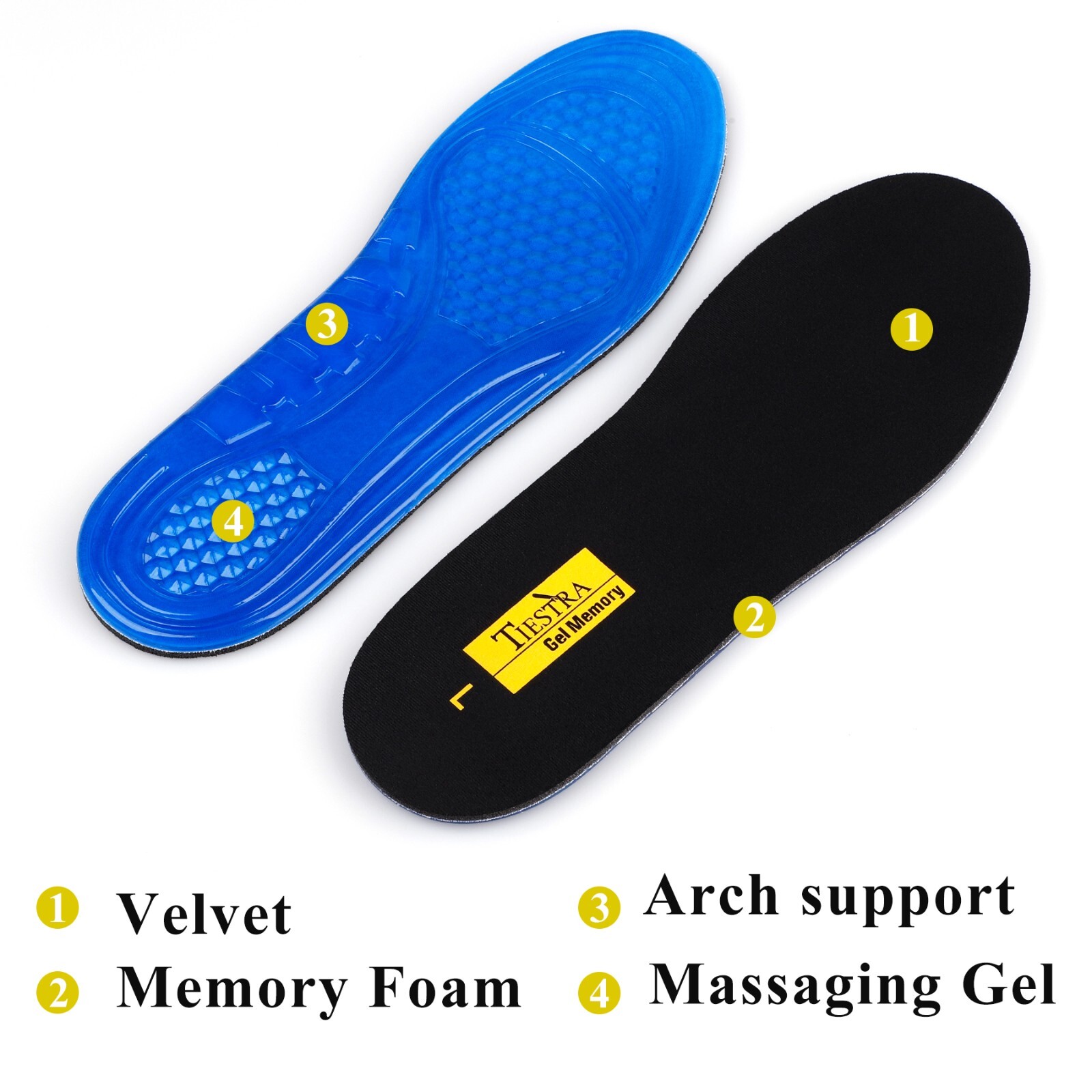 Men Women Cushioning Gel Insoles Shock Insoles orthopedic Massaging Shoe Inserts