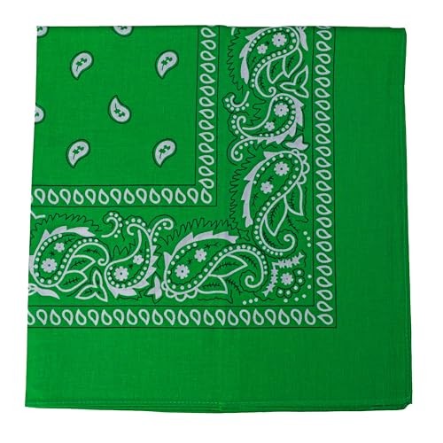 22 Inch Cotton Paisley Bandana Kelly Green