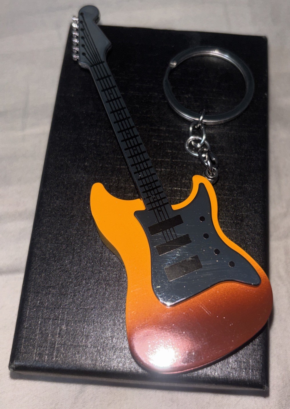New Electric Guitar Refillable Butane Lighter Keychain 4.5"