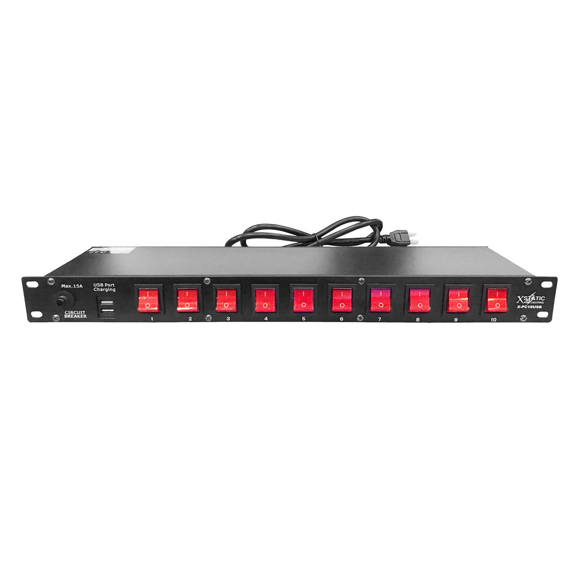 ProX X-PC10USB 10 Plug Power Distribution Switch with 2 USB Charging Ports