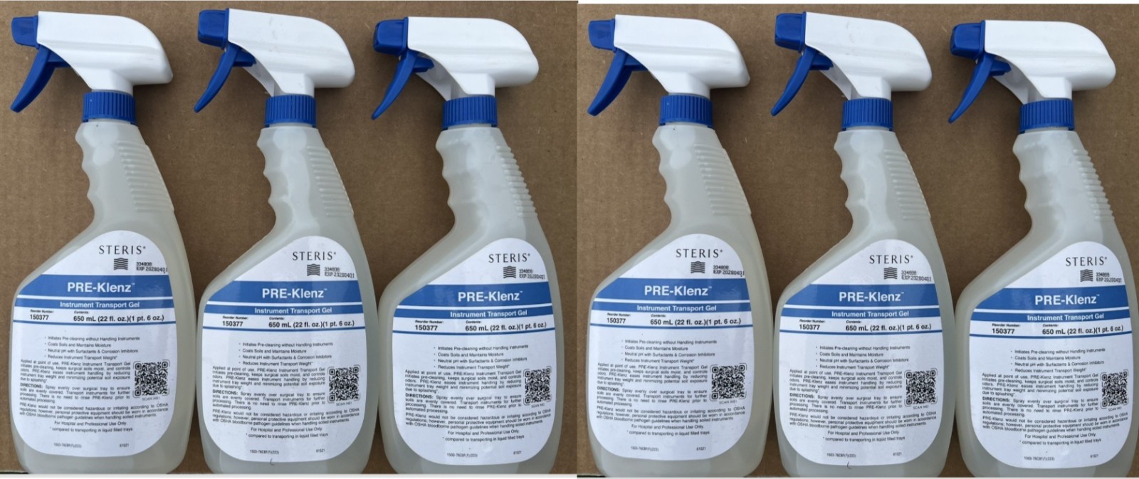 Steris 150377 Pre-Klenz Instrument Detergent Transport Gel RTU naeutral PH Lot
