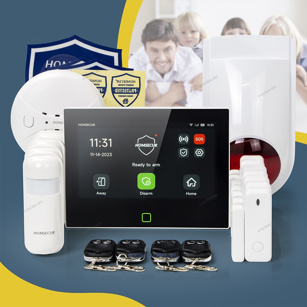 HOMSECUR Wireless WIFI 4G 2G SMS Autodial Burglar 7" Alarm System Touch Screen