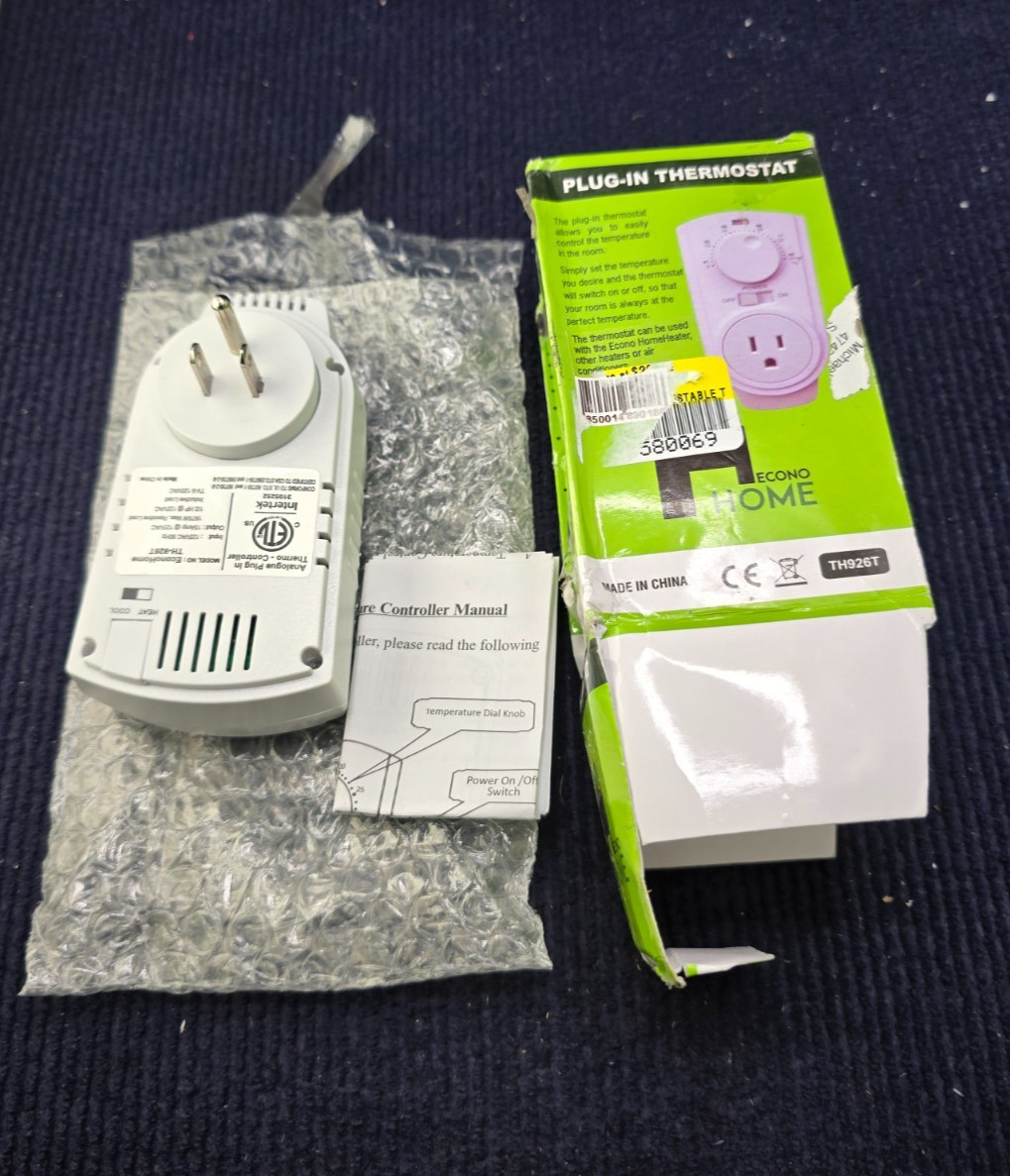 EconoHome TH926T: Adjustable Thermostat Universal Plugin Heating & Cooling