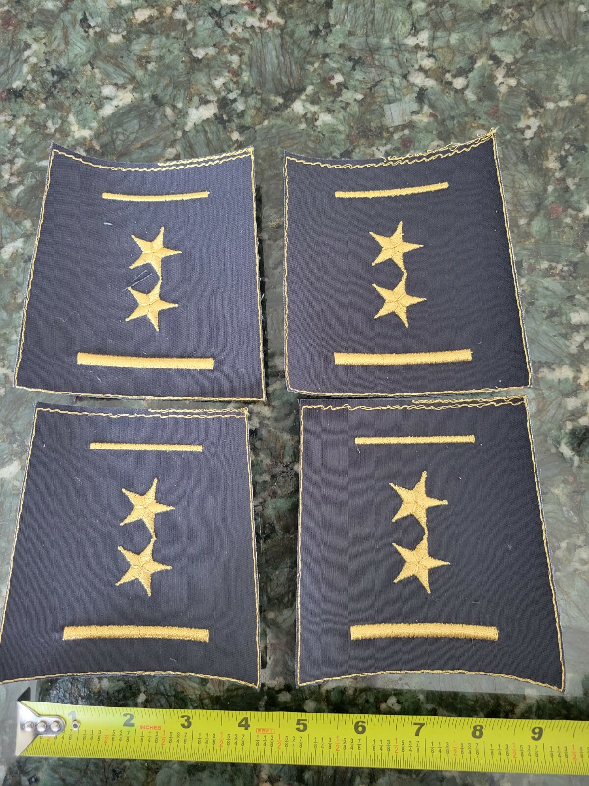 2 Star General Shoulder Patch Set Of 4 - Costume Military Uniform shadowbox