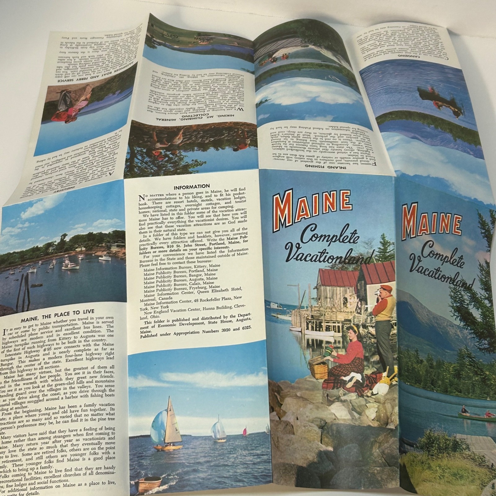 MAINE Complete Vacationland Vintage Illustrated 16-Page Brochure Circa 1950'S