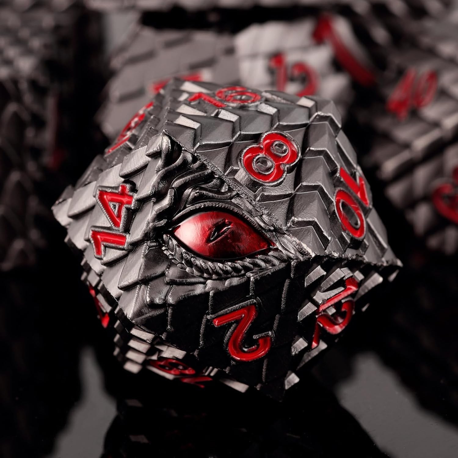 Dragon Eye Metal Dice Set - 7 Pcs Dragon Scale Metallic Dice, Gift Box for Du...