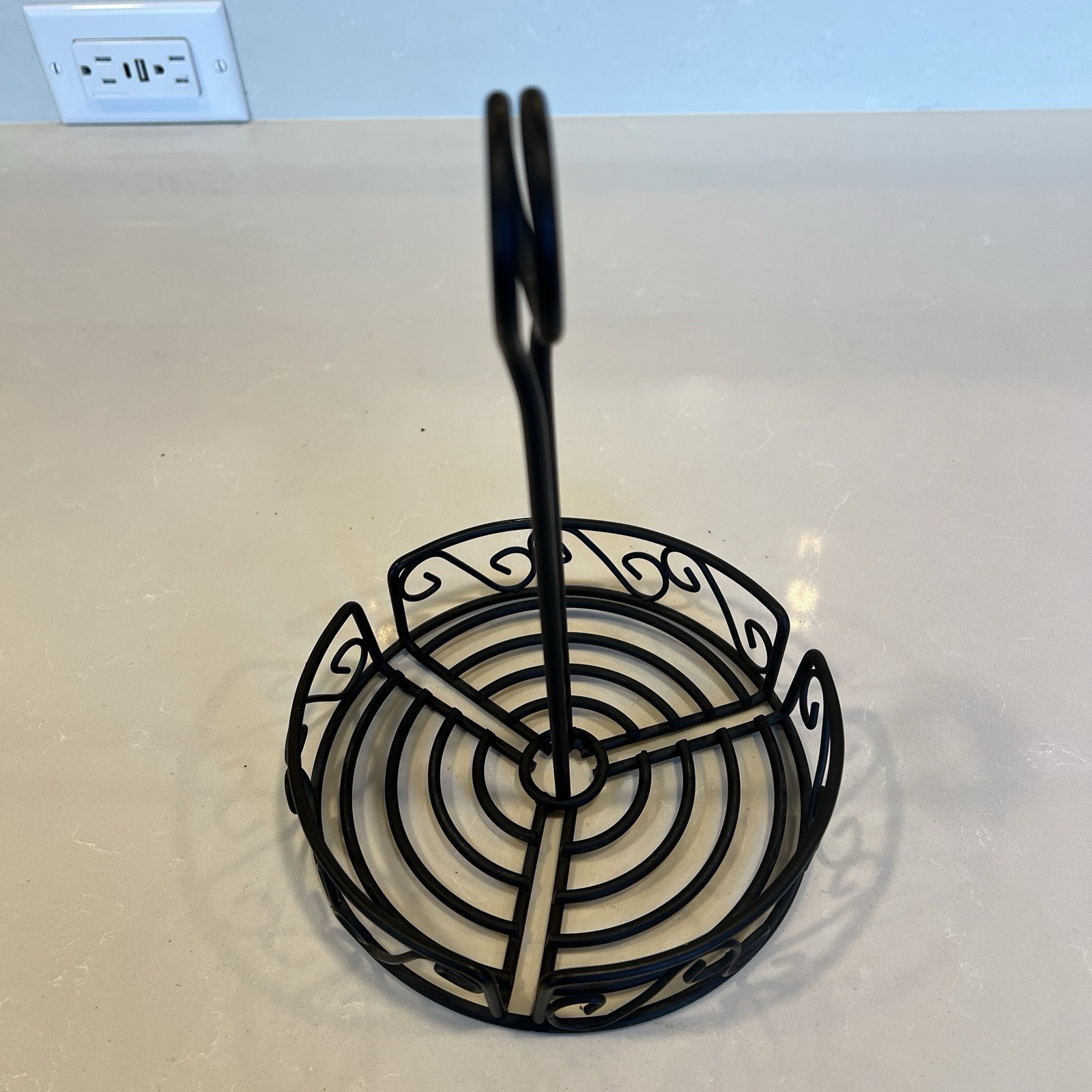 Round Metal Black Tabletop Restaurant Condiment Table Number Menu Holder Caddy