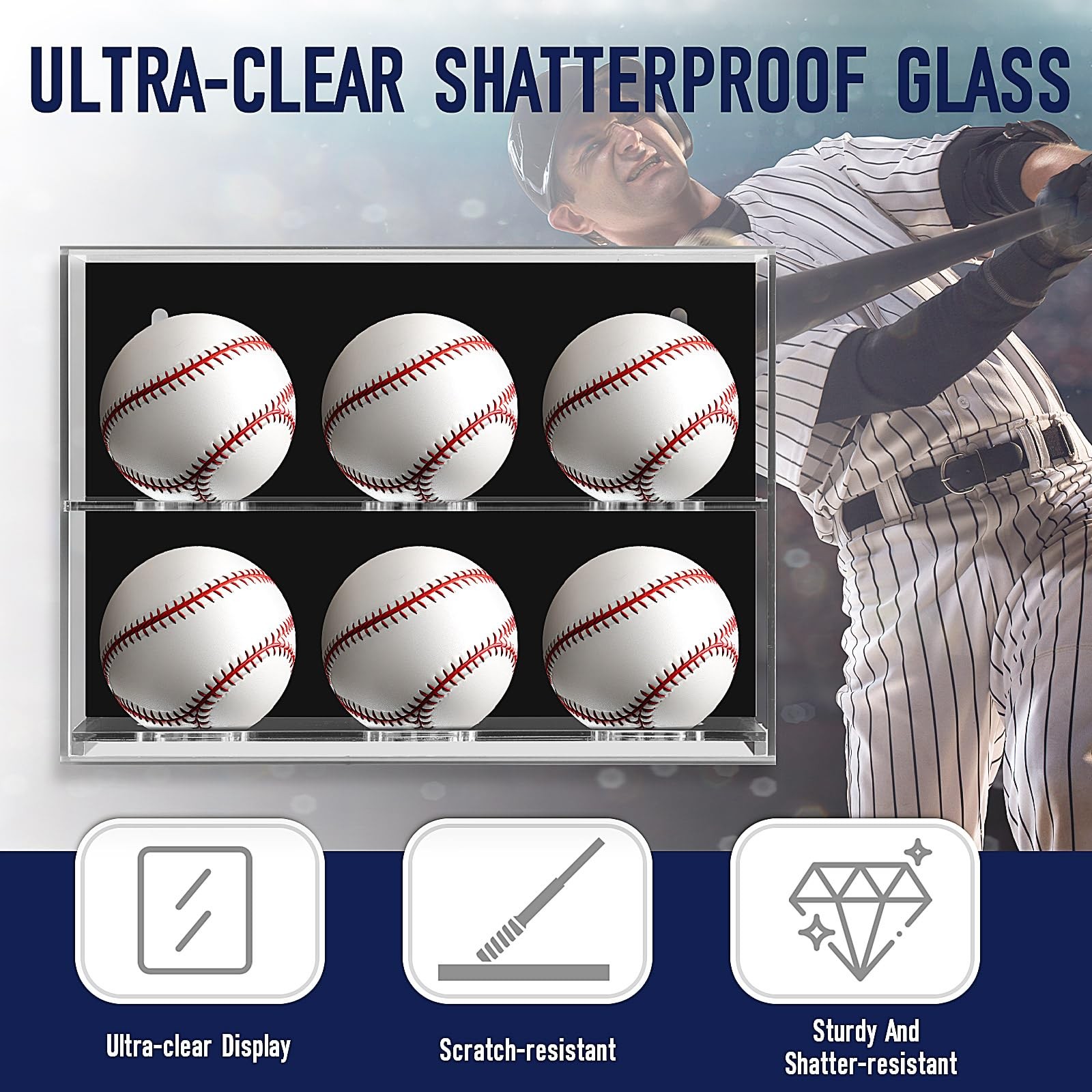 Colingmill Acrylic Baseball Display Case Wall Mounted Holder Clear