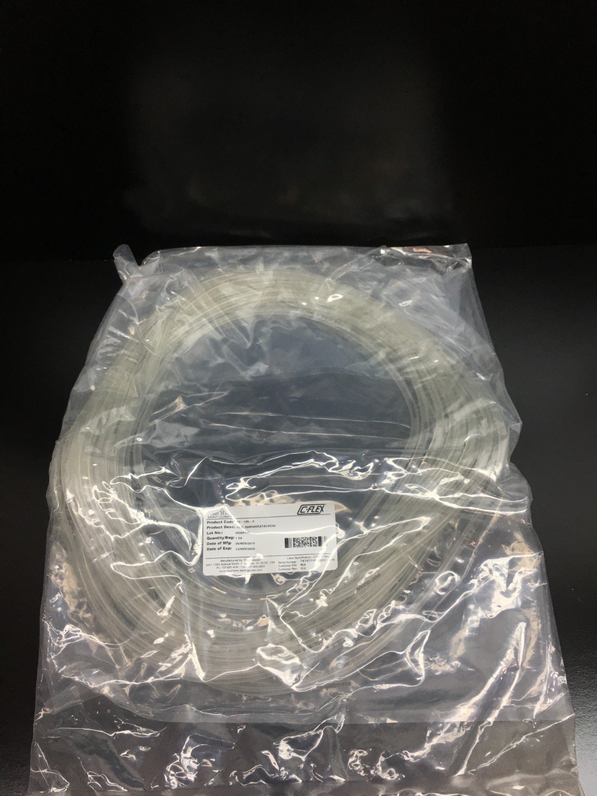Saint Gobain C-Flex Cat No 082-125-2 TPE Biopharmaceutical Tubing 0.125 x 0.250