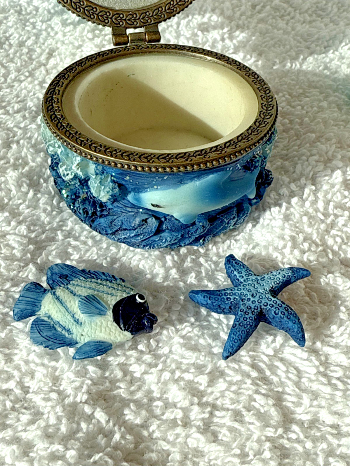 Dolphin Hinged Trinket Box and Figurine Set