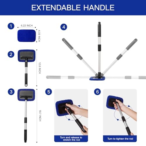 11pcs Windshield Cleaner Tool, Car Window Cleaning Wash Kit with 6 Blue