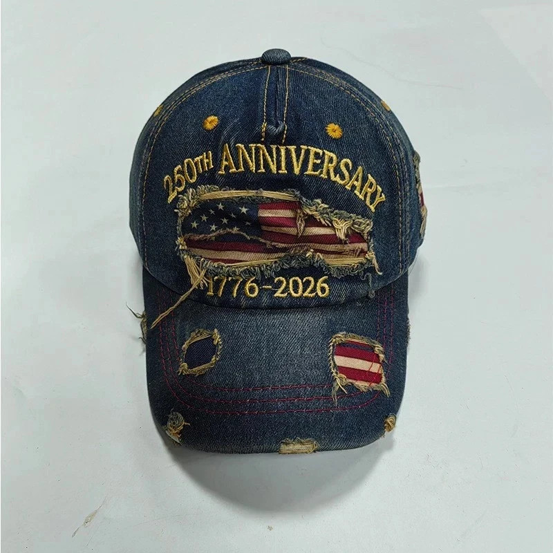 US 250th Anniversary Hat Denim Baseball Cap Patriotic 1776–2026 American