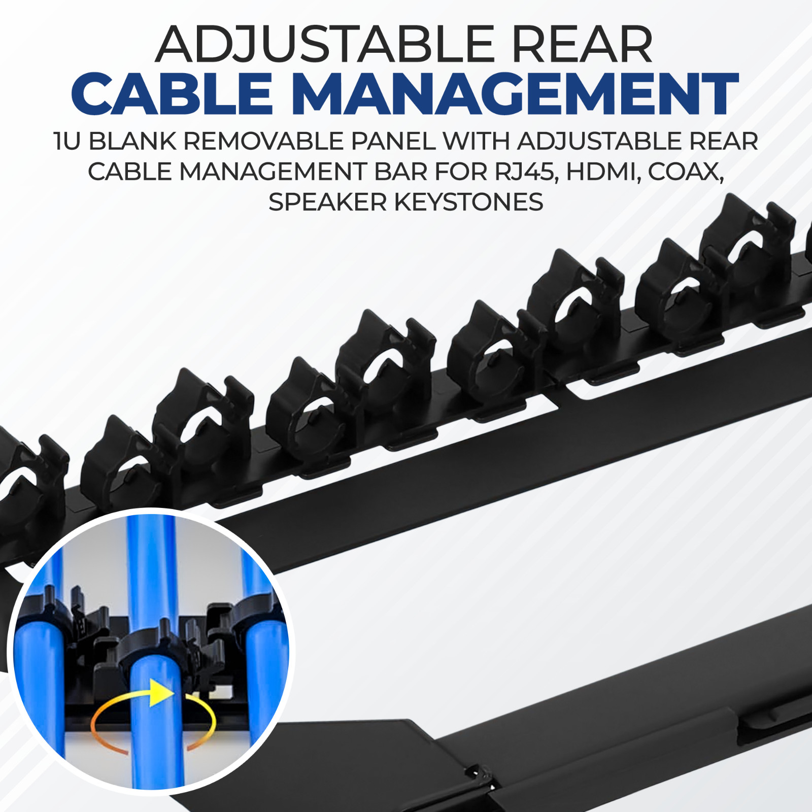 24 Port Blank Keystone 19” Patch Panel 1U - Removable Panels & Rear Cable Bar